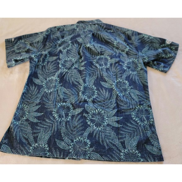 Reyn Sooper Men's Blue Floral Hawaiian Short-Sleeve Button-Up Shirt Size L - Picture 3 of 14